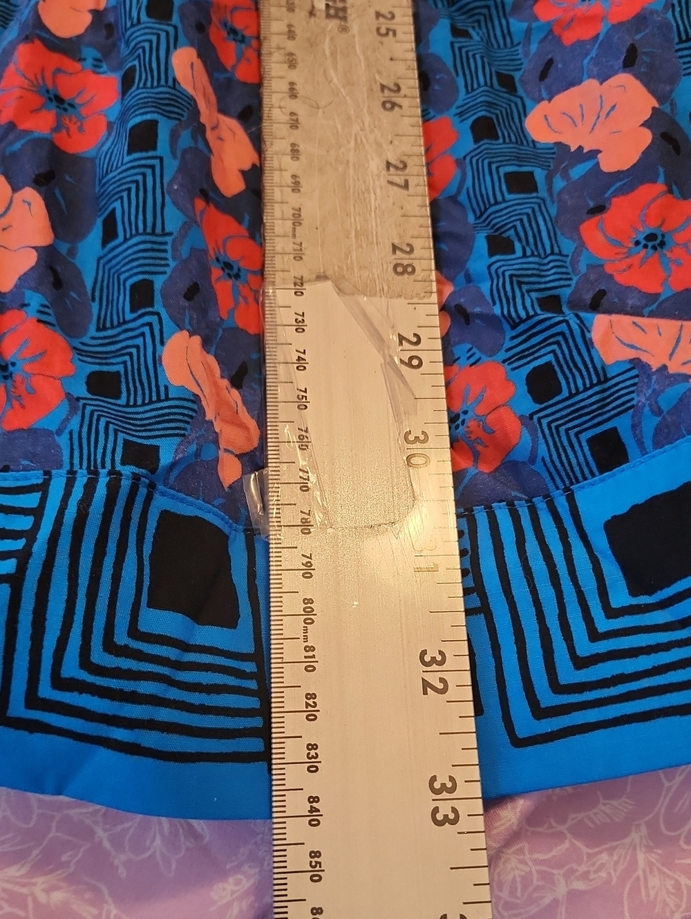 Tuckernuck Blue Floral Geometric Print Long Sleeve Mini Dress Split Neck Women's - Picture 9 of 13